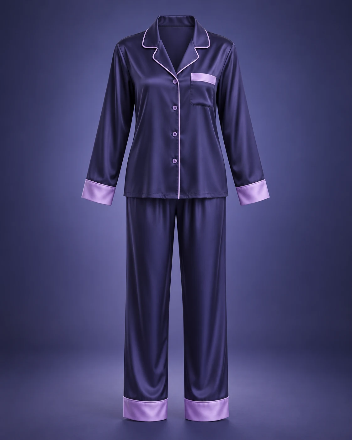 Midnight Satin Set in Midnight Violet; a real catalog image, not a 3D model
