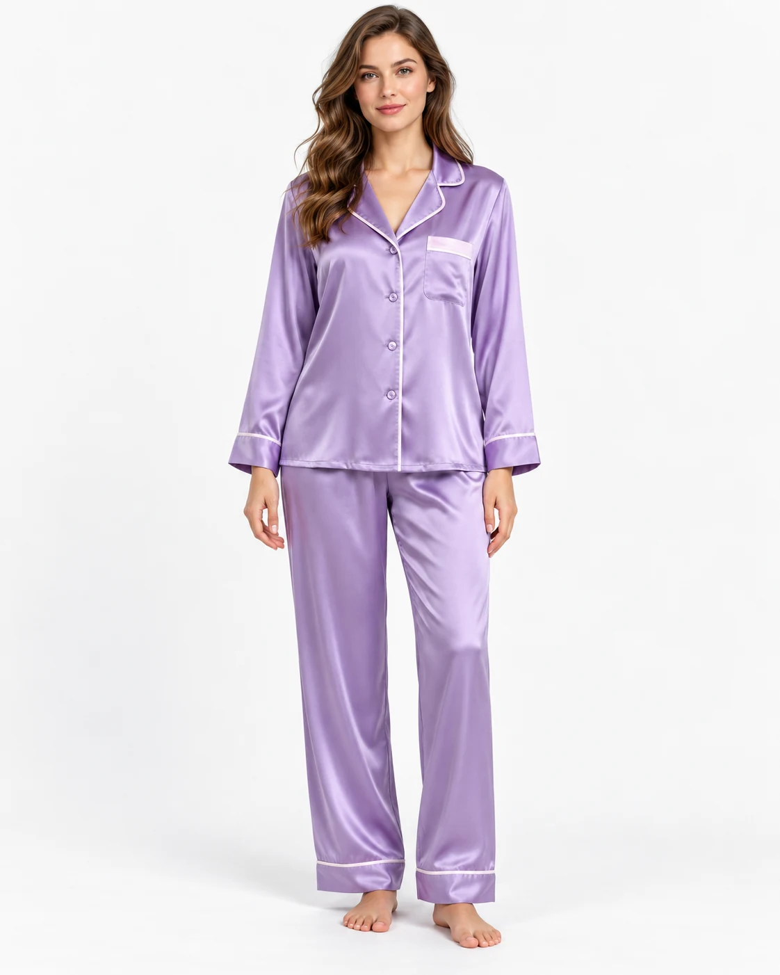 Lavender satin pajama set